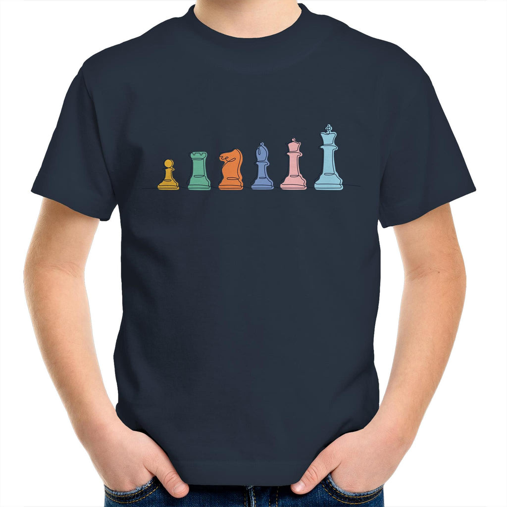 Chess - Kids Youth T-Shirt Navy Kids Youth T-shirt Chess Printed In Australia