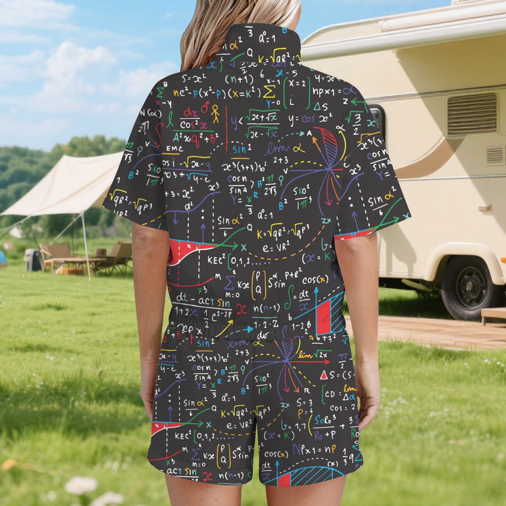 Colourful Maths Formulas Women's Windbreaker Short Set Women's Windbreaker Short Set Maths Printed Offshore
