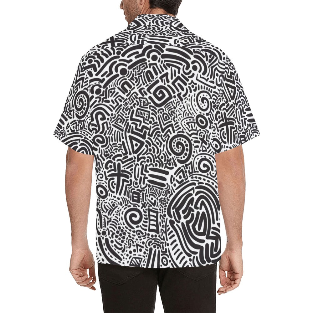 Black And White - Mens Hawaiian Shirt