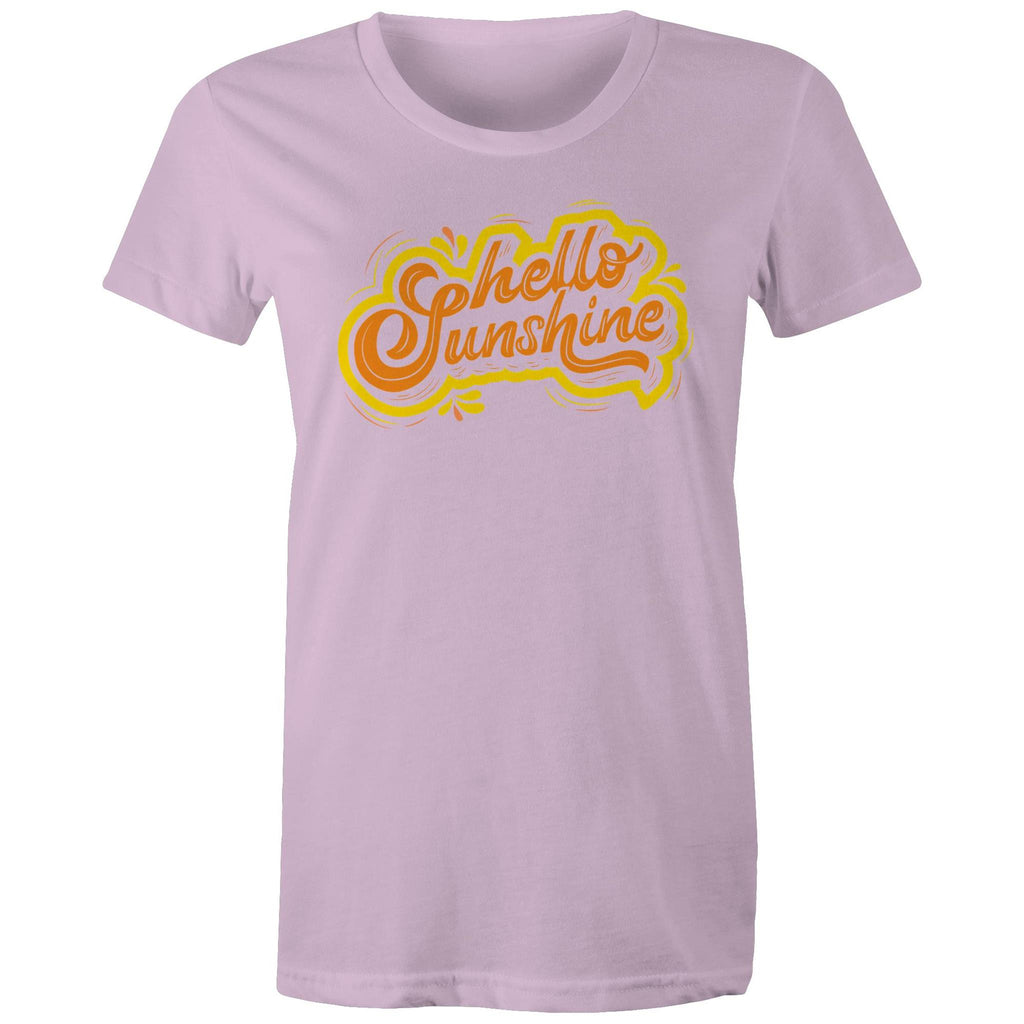 Hello Sunshine - Womens T-shirt Lavender Womens T-shirt Printed In Australia Summer
