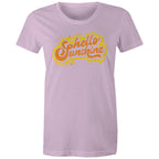 Hello Sunshine - Womens T-shirt Lavender Womens T-shirt Printed In Australia Summer