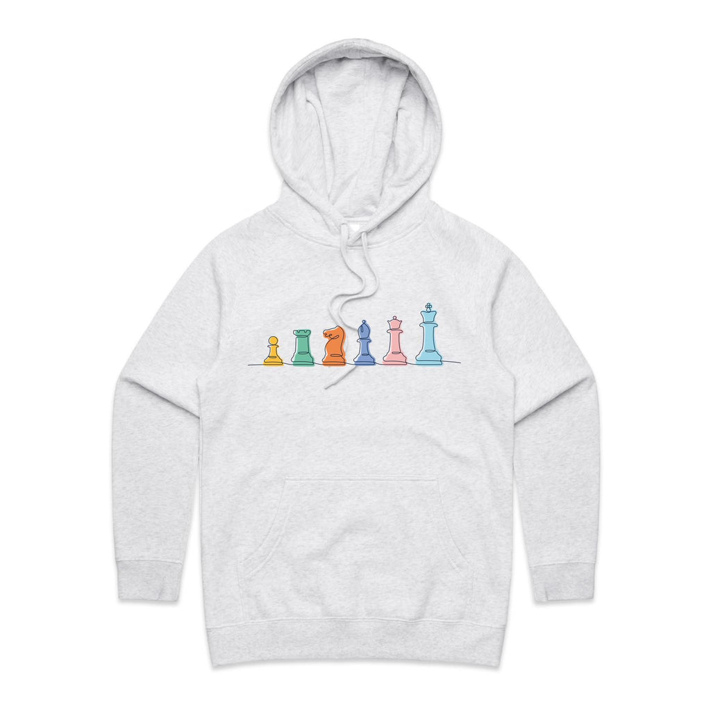 Chess - Womens Hoodie White Marle Womens Hoodie Chess Games Printed In Australia