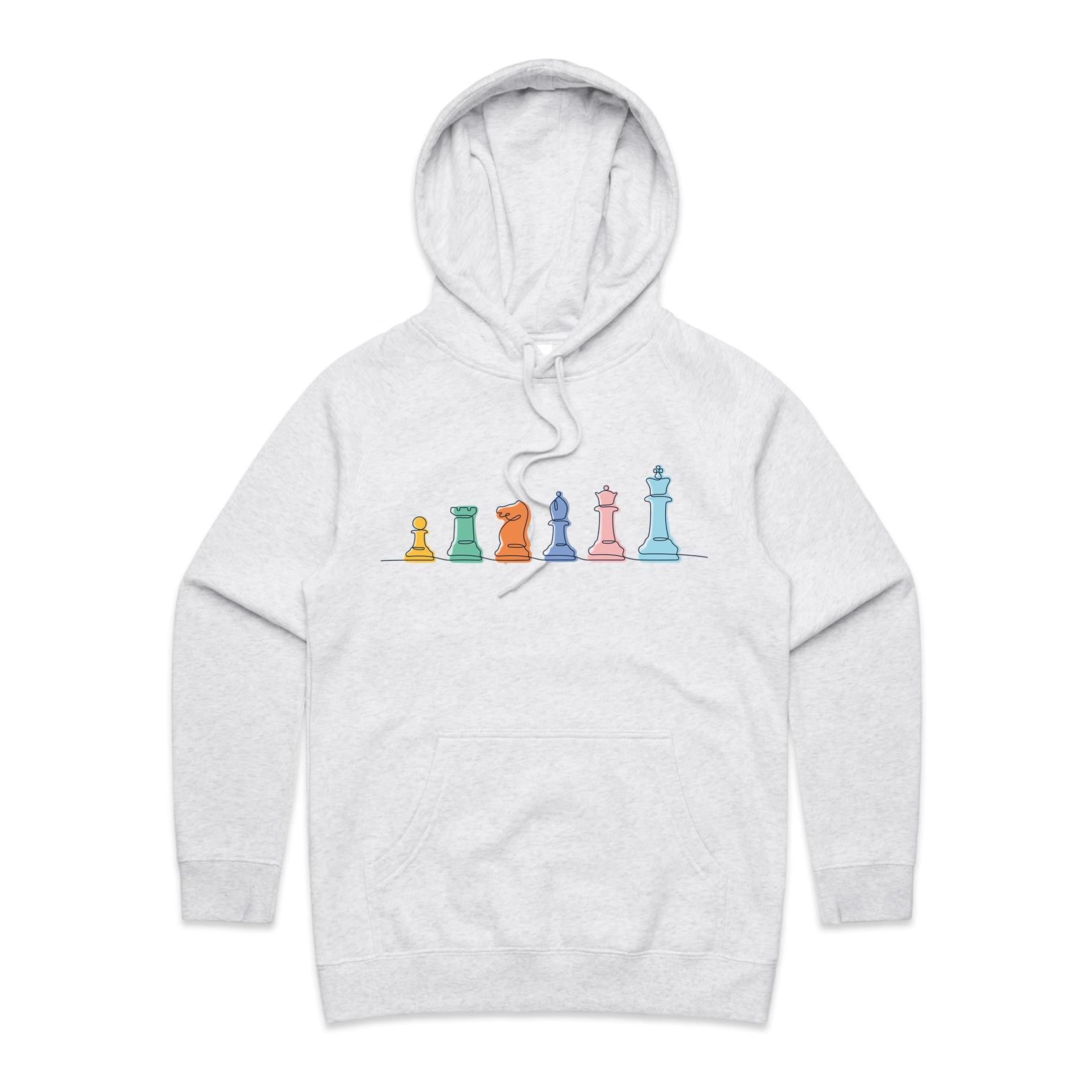 Chess - Womens Hoodie White Marle Womens Hoodie Chess Games Printed In Australia