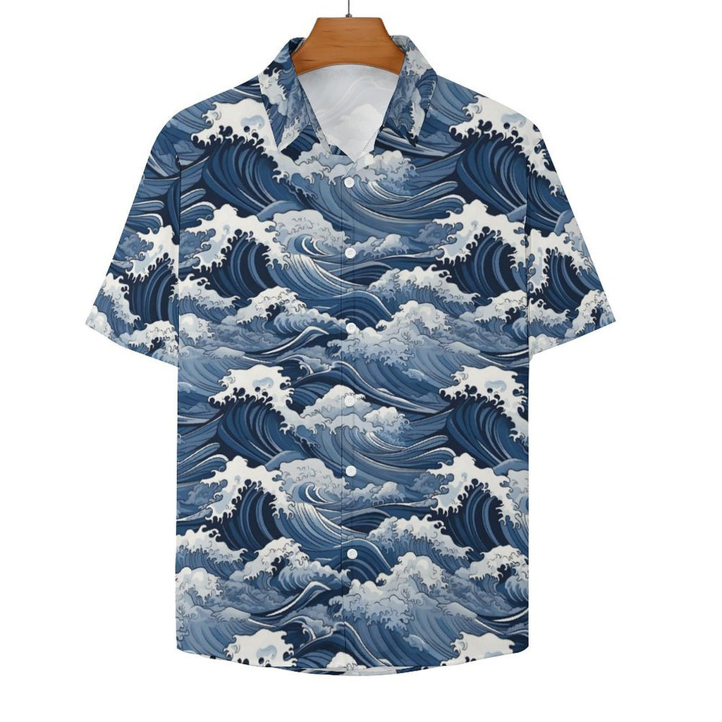 Japanese Waves Women's Collared Pocketless Short Sleeve Shirt