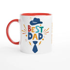 Personalise - Best Dad, Hat And Tie - White 11oz Ceramic Mug Ceramic Red Personalised Mug customise Dad Globally Fulfilled personalise