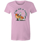 Hotdog, I'm On A Roll - Womens T-shirt Pink Womens T-shirt Food Printed In Australia