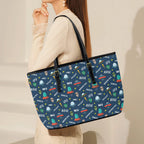 UFO's And Aliens PU Leather Tote Bag Large Leather Tote Bag-Large Printed Offshore Sci Fi