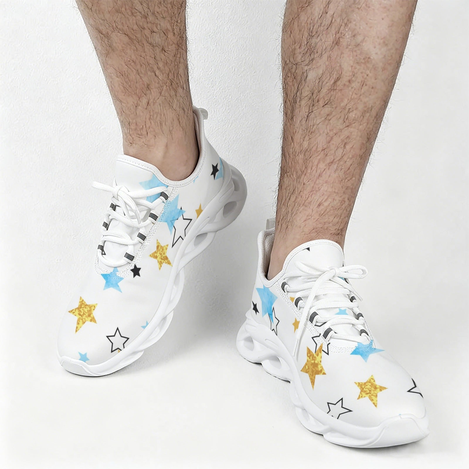 Stars In Blue And Gold Men's Twisted Sole Sneakers