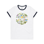 Stay Natural - Women's Ringer Tee White Navy Womens Ringer T-shirt Plants Printed In Australia