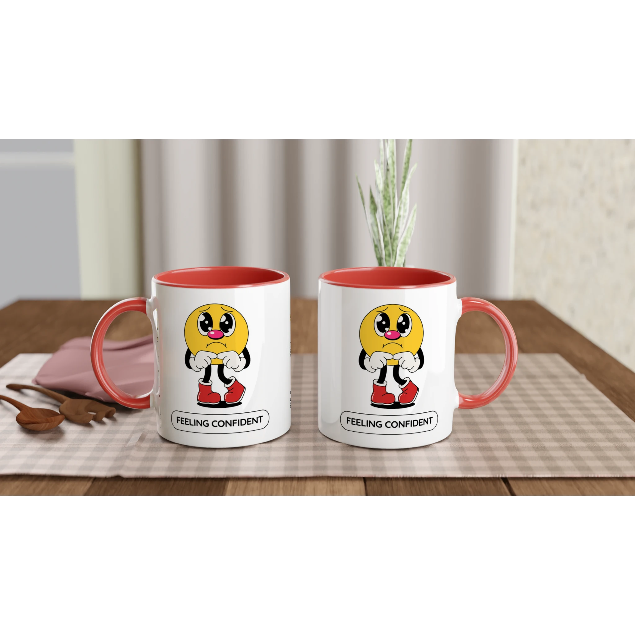 Personalised - Feeling Confident - White 11oz Ceramic Mug with Colour Inside Personalised 11oz Mug customise Globally Fulfilled personalise