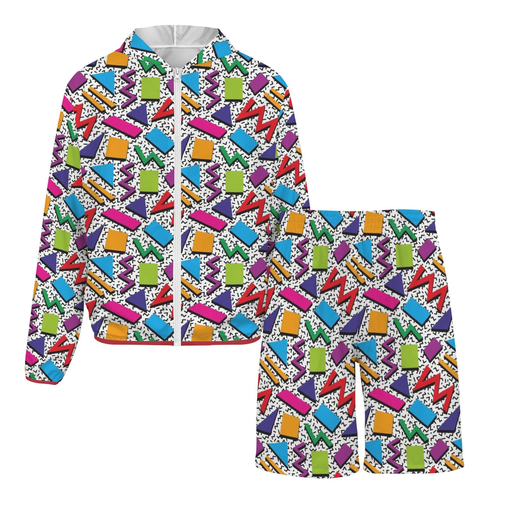 Graphic 80's Men's Lightweight Sun Hoodie & Shorts Set Men's Lightweight Sun Hoodie & Shorts Printed Offshore Retro