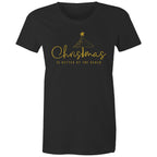 Christmas Is Better At The Beach - Womens T-shirt Black Womens Christmas T-shirt Christmas Printed In Australia