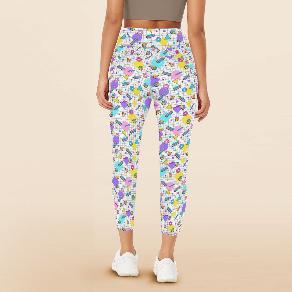 80's Grid Women's High Waist Pockets Yoga Leggings Women's High Waist Pockets Yoga Leggings Printed Offshore Retro