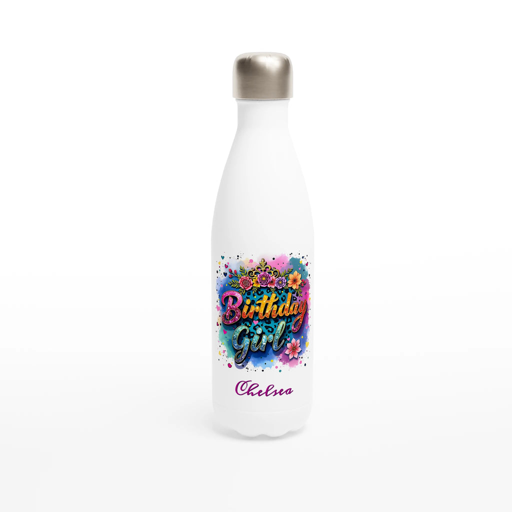 Birthday Girl - White 17oz Stainless Steel Water Bottle Default Title Personalised Water Bottle Birthday customise Globally Fulfilled Name personalise