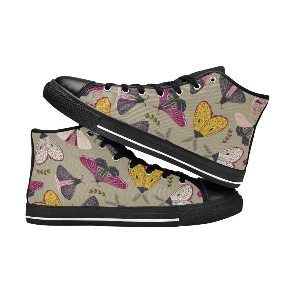 Pretty Moths Men's High Top Canvas Shoes Men's Classic High Top Canvas Shoes animal Printed Offshore