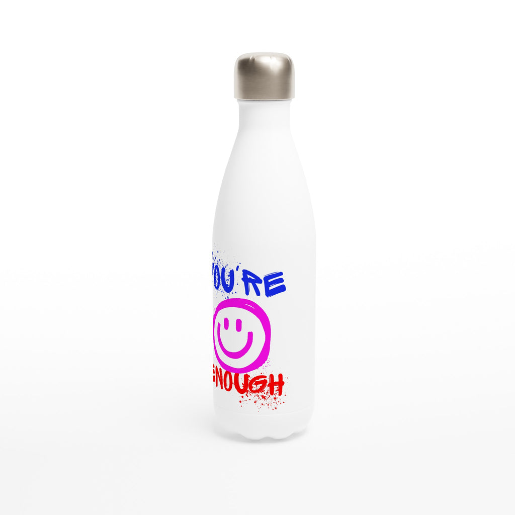 You're Enough - White 17oz Stainless Steel Water Bottle White Water Bottle Globally Fulfilled Motivation