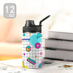 80's Grid - Kids Water Bottle with Chug Lid (12 oz)