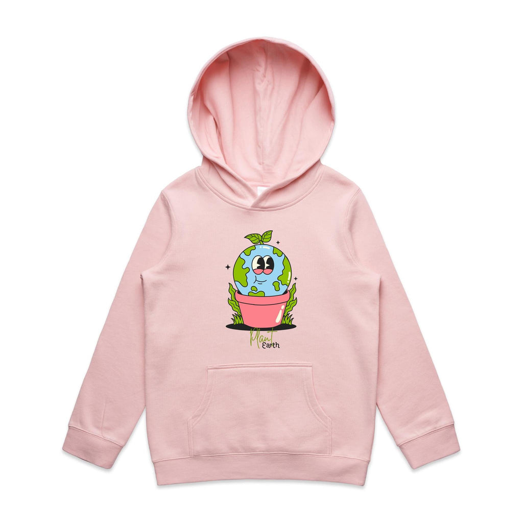 Plant Earth - Kids Hoodie Pink Kids Hoodie Printed In Australia