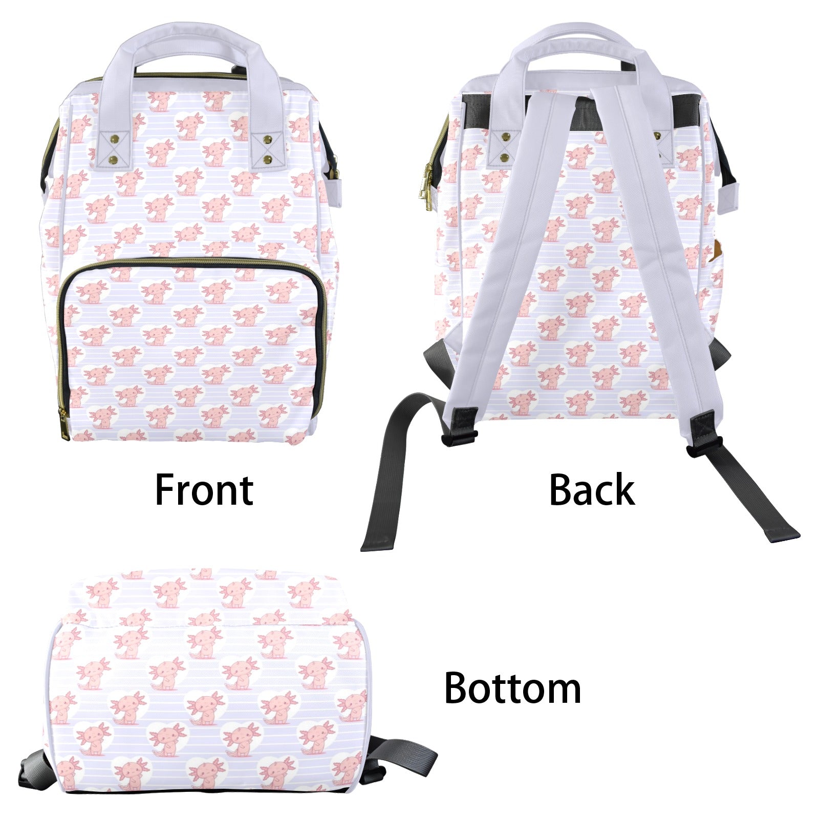 Axolotl Love Multi-Function Backpack, Nappy / Diaper Bag Multi-function Backpack, Nappy / Diaper Bag animal Printed Offshore
