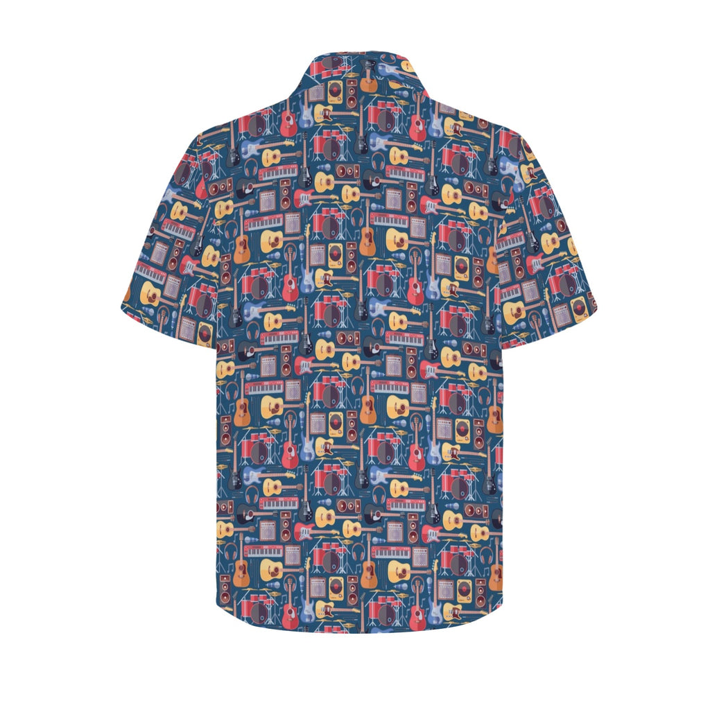 Music Instruments Men's Short Sleeve Hawaiian Shirt Men's Hawaiian Shirt (New) Music Printed Offshore