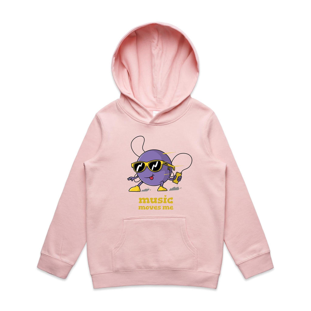 Music Moves Me - Kids Hoodie Pink Kids Hoodie Printed In Australia
