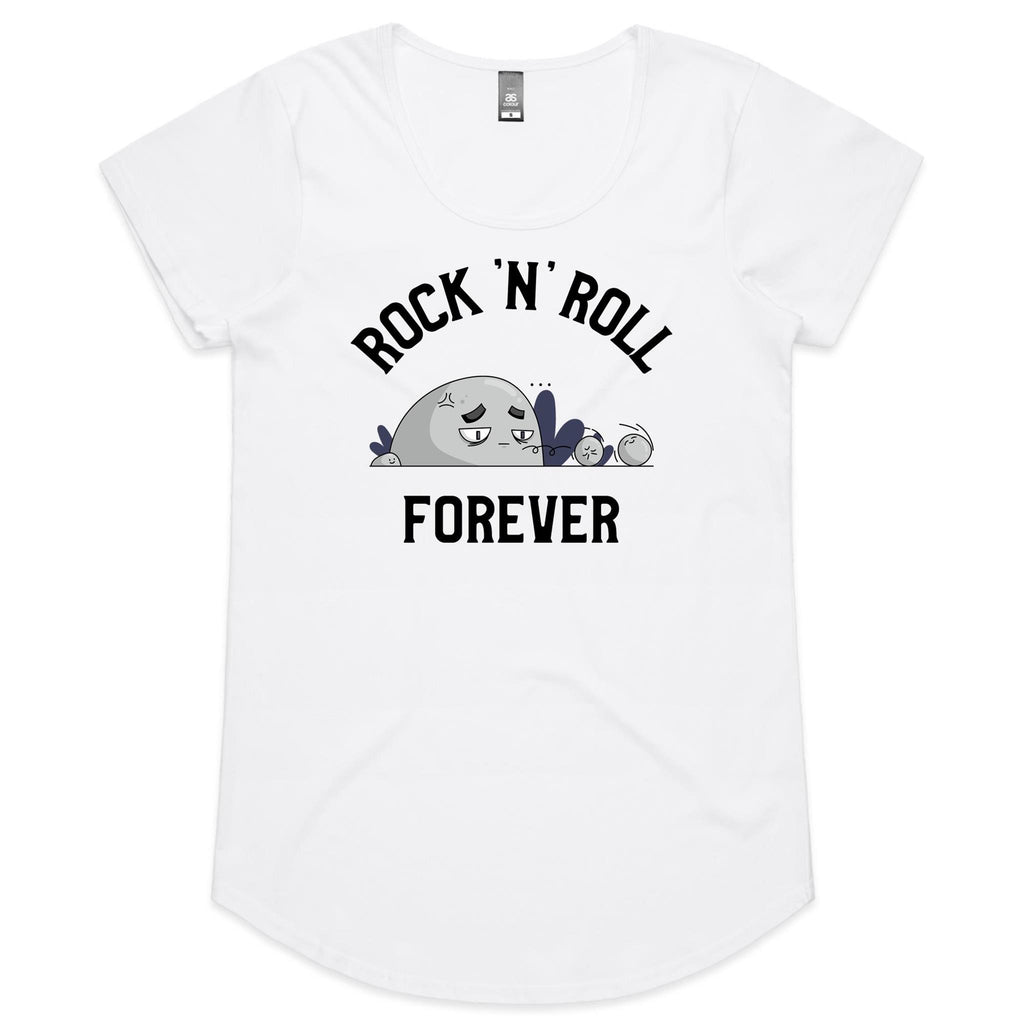 Rock And Roll Forever - Womens Scoop Neck T-Shirt White Womens Scoop Neck T-shirt Music Printed In Australia