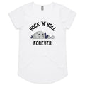 Rock And Roll Forever Women's AS Colour Scoop Neck T-Shirt White Womens Scoop Neck T-shirt Music Printed In Australia