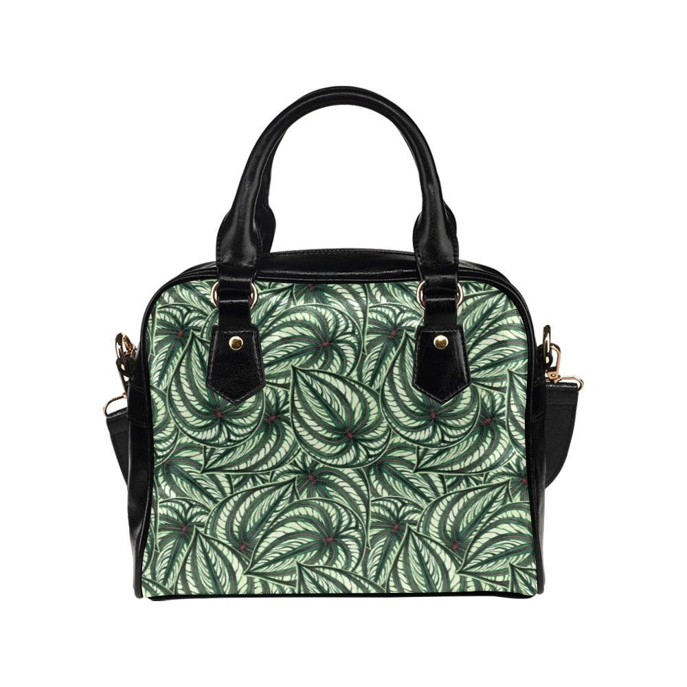 Stripy Leaves Shoulder Handbag