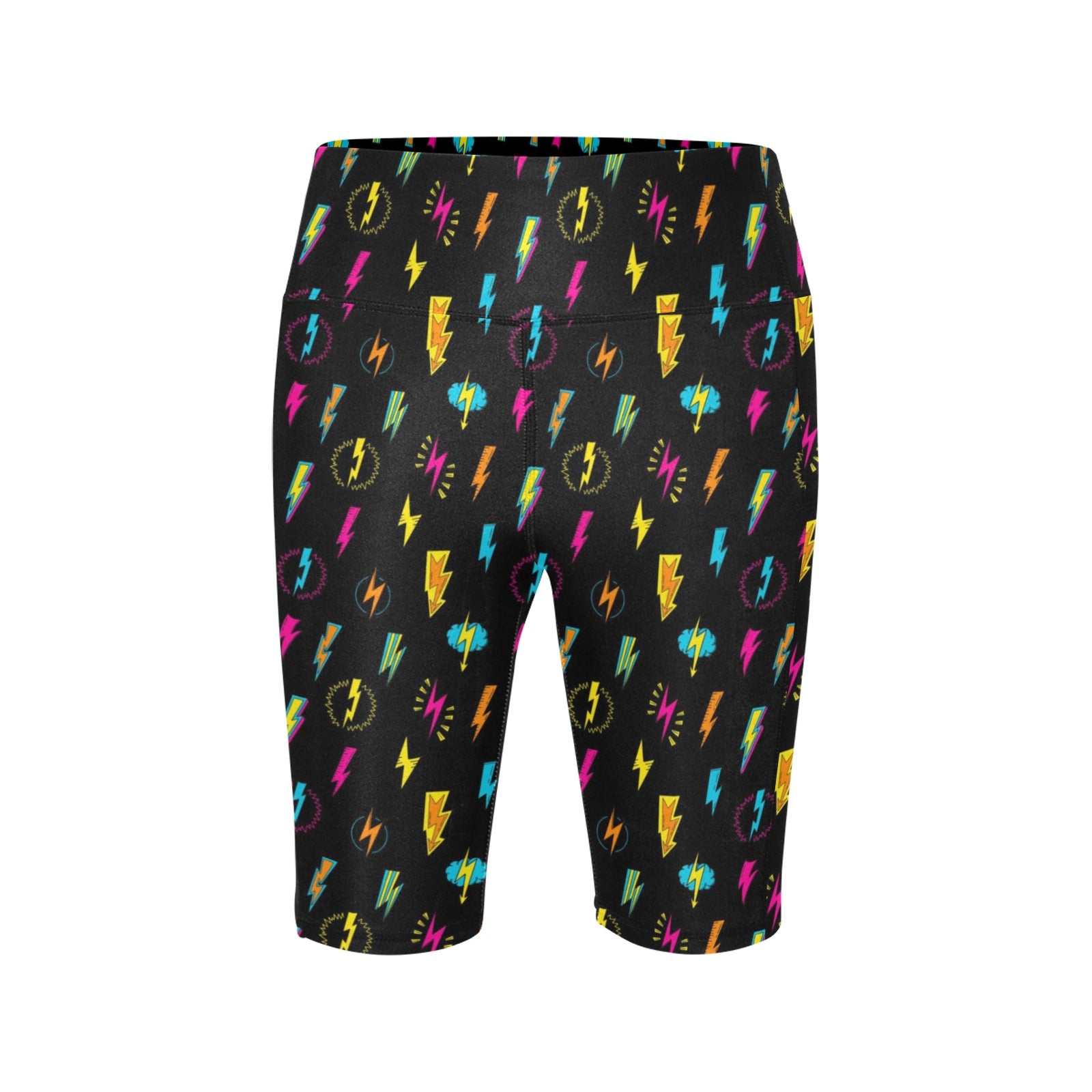 Fun Lightning Women's Bike Shorts With Side Pockets Women's Bike Shorts comic Printed Offshore