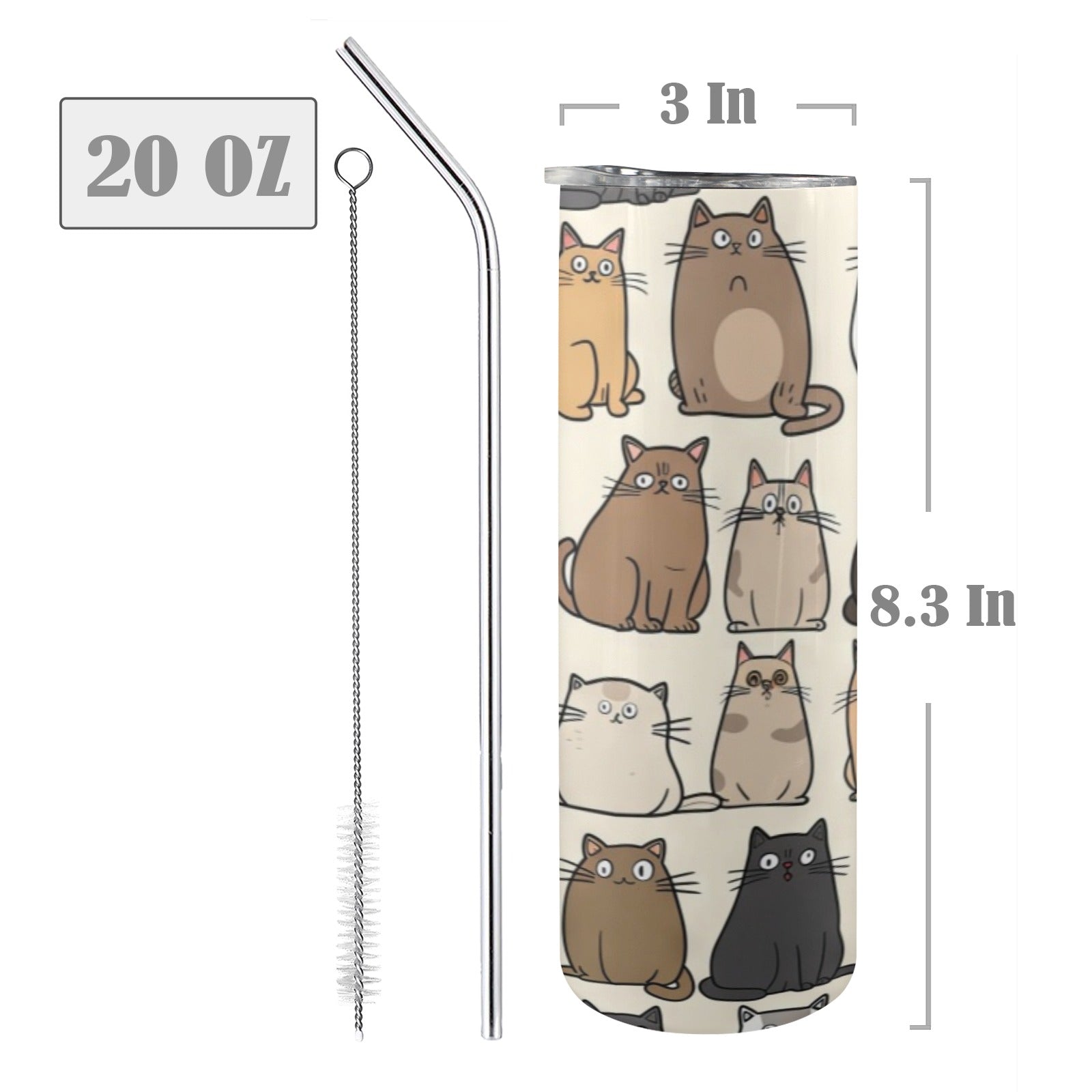 Lots Of Cats - 20oz Tall Skinny Tumbler with Lid and Straw