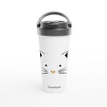 Personalised - Cat Gold Heart Nose - White 15oz Stainless Steel Travel Mug Default Title Personalised Travel Mug animal customise Globally Fulfilled personalise