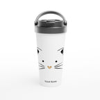 Personalised - Cat Gold Heart Nose - White 15oz Stainless Steel Travel Mug Default Title Personalised Travel Mug animal customise Globally Fulfilled personalise