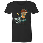 Stay Cool, Find Your Happy Place, Ice Cream, Skateboard - Womens T-shirt Black Womens T-shirt Printed In Australia Summer