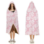 Pink Hawaiian Floral Kids Hooded Blanket 100cm x 130cm Kids Hooded Blanket Plants Printed Offshore