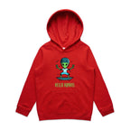 Alien Skate, Hello Humans - Kids Hoodie Red Kids Hoodie Printed In Australia