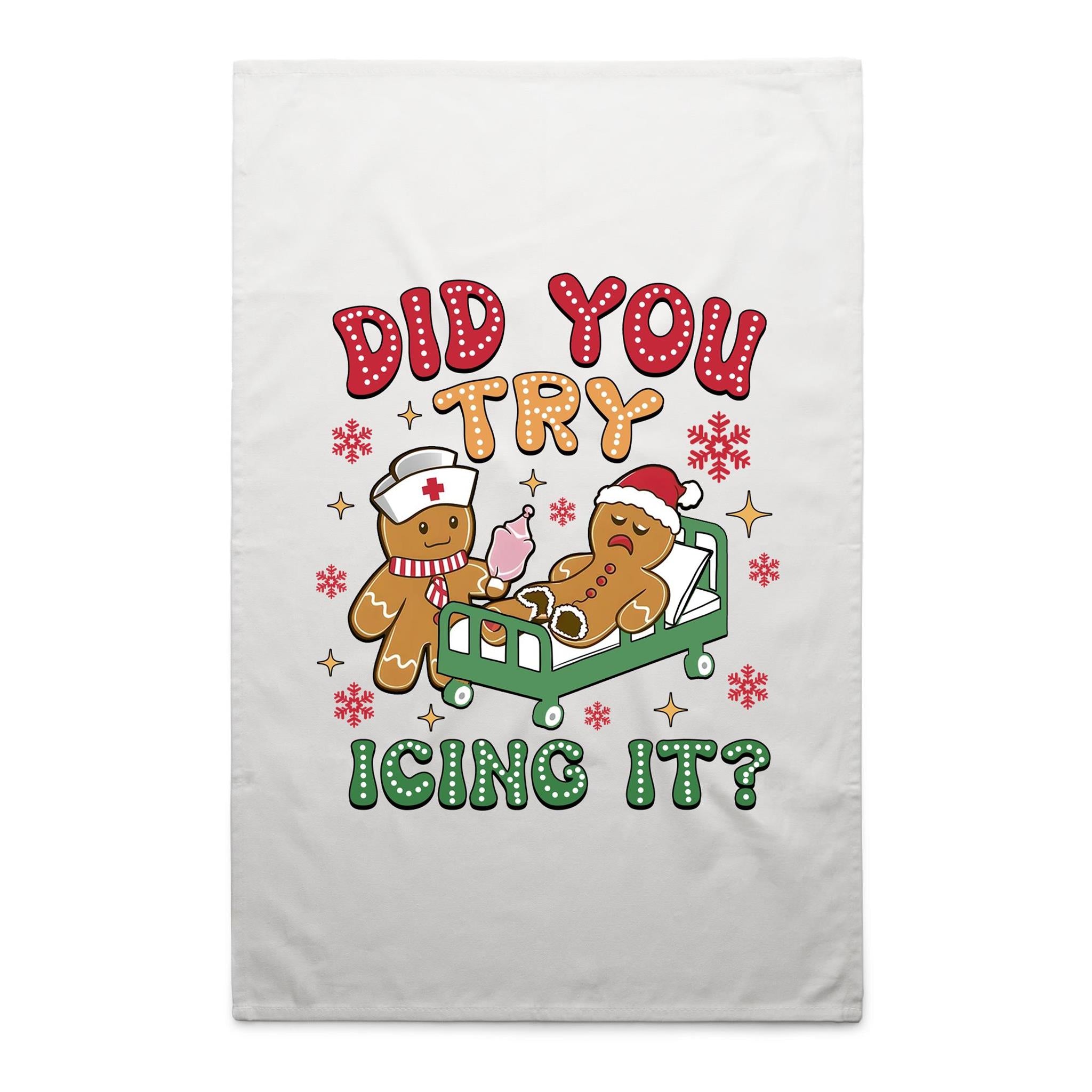 Gingerbread, Did You Try Icing It - AS Colour Tea Towel White One Size Christmas Tea Towel Christmas Printed In Australia