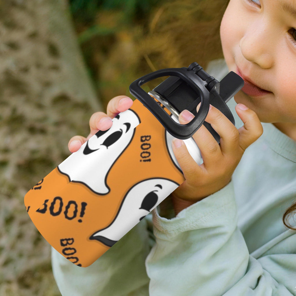 Halloween Ghost Boo 12oz Kids Water Bottle with Straw Lid