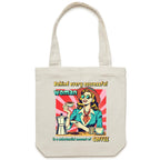 Retro Coffee Woman Canvas Tote Bag Cream One Size Tote Bag Coffee Printed In Australia Retro