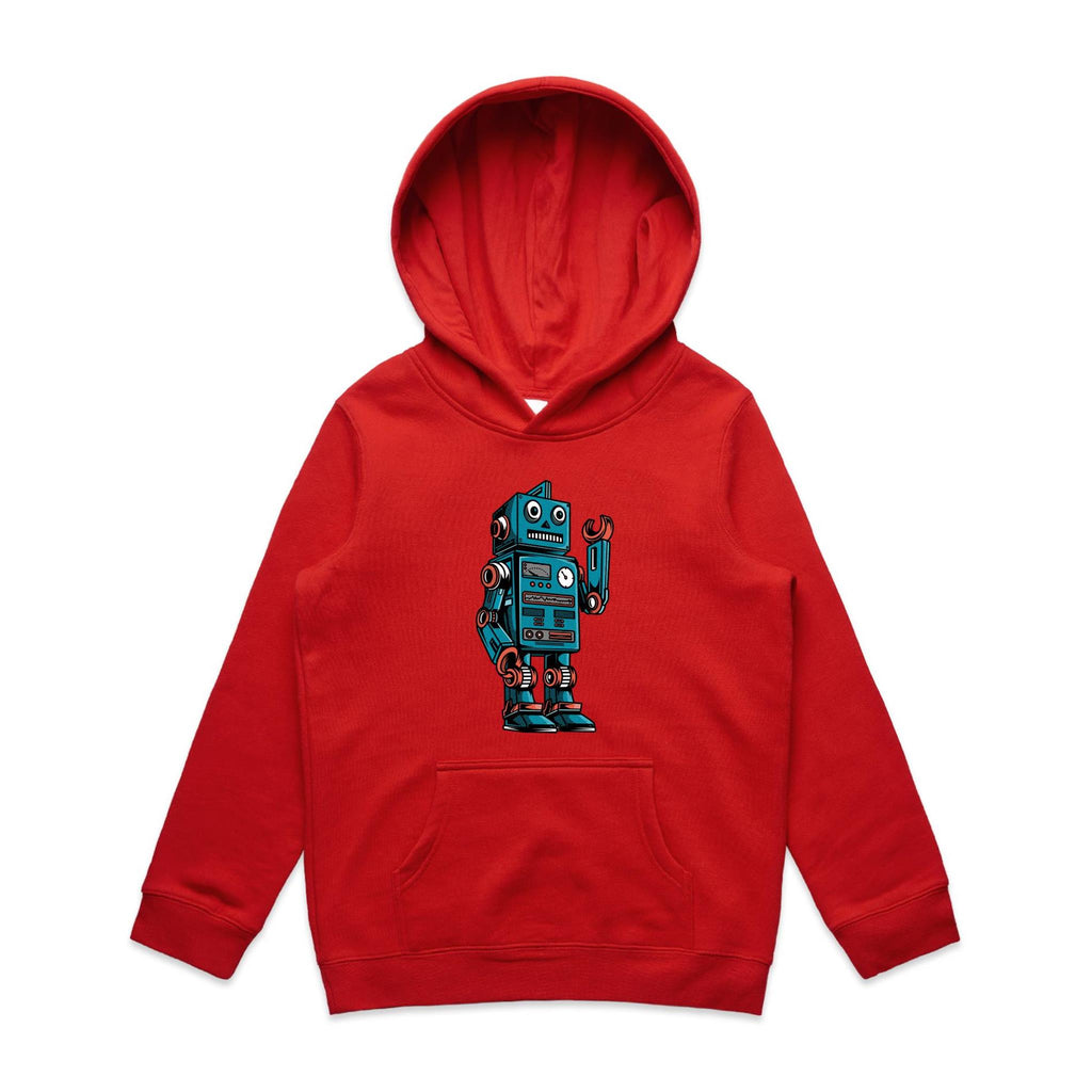 Robot - Kids Hoodie Red Kids Hoodie Printed In Australia