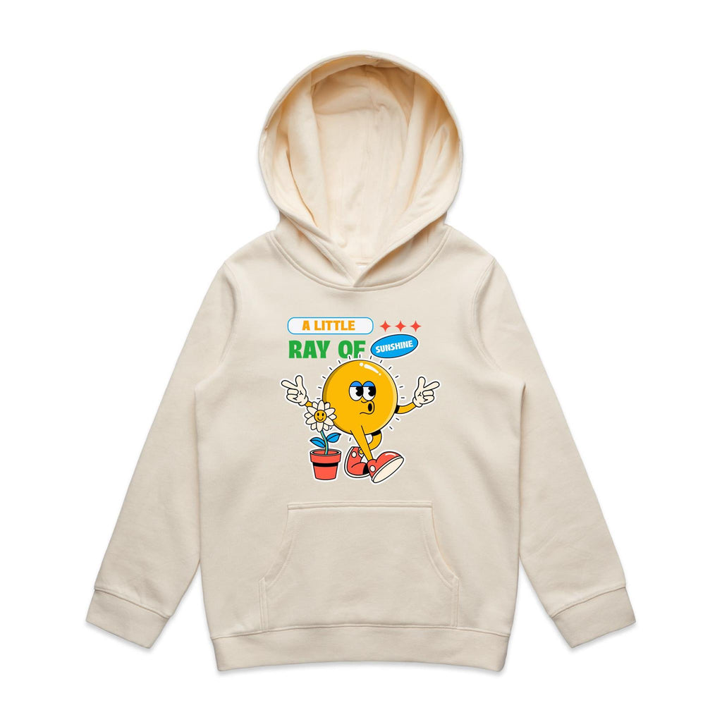A Little Ray Of Sunshine - Kids Hoodie Ecru Kids Hoodie Printed In Australia