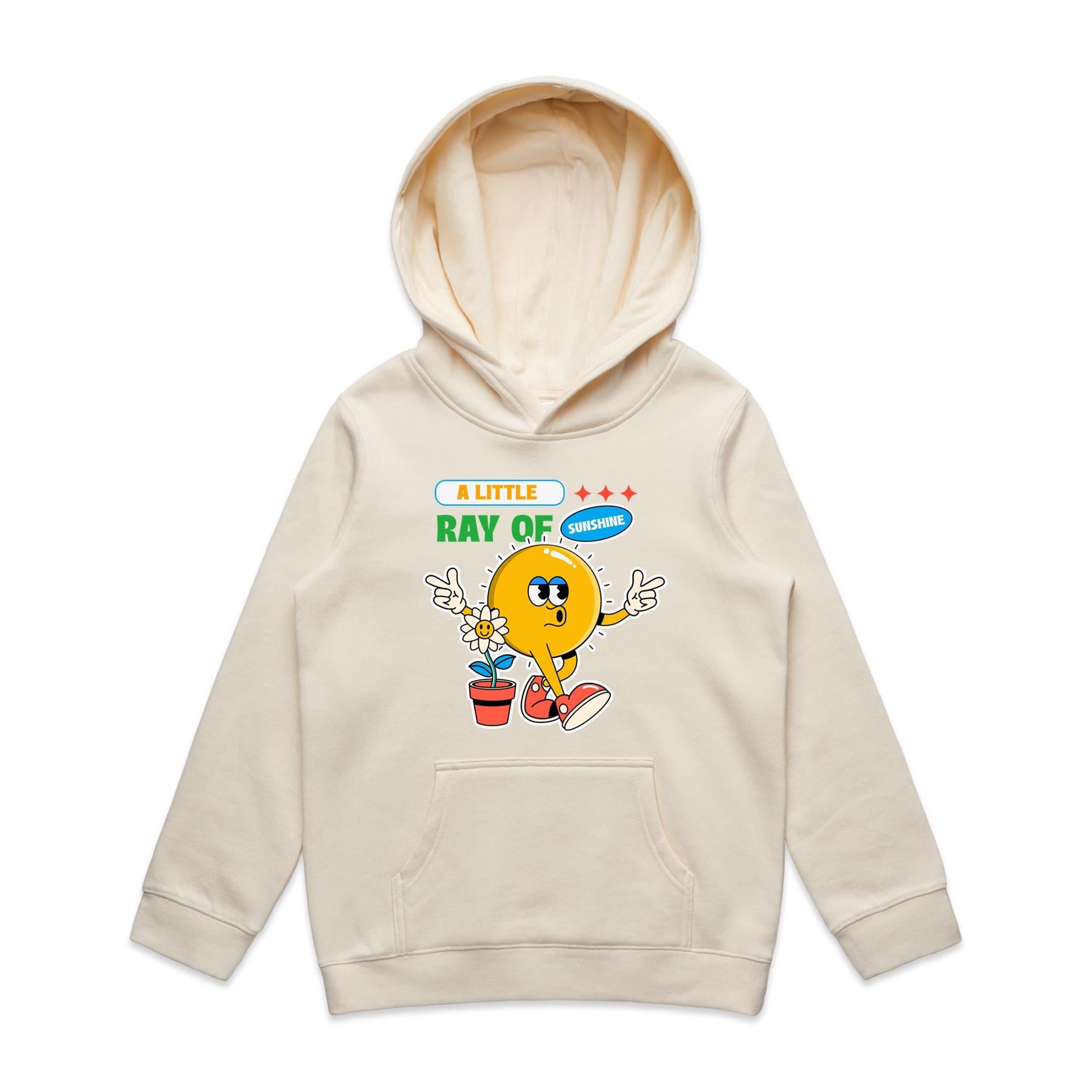 A Little Ray Of Sunshine - Kids Hoodie Ecru Kids Hoodie Printed In Australia