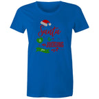 Santa Is Judging You - Womens T-shirt Bright Royal Womens Christmas T-shirt Christmas Printed In Australia