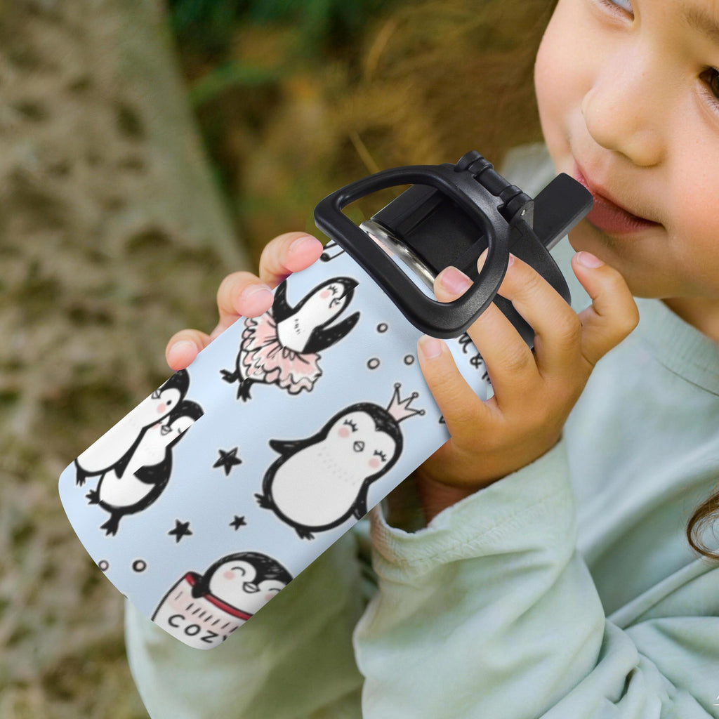 Penguin Love 12oz Kids Water Bottle with Straw Lid