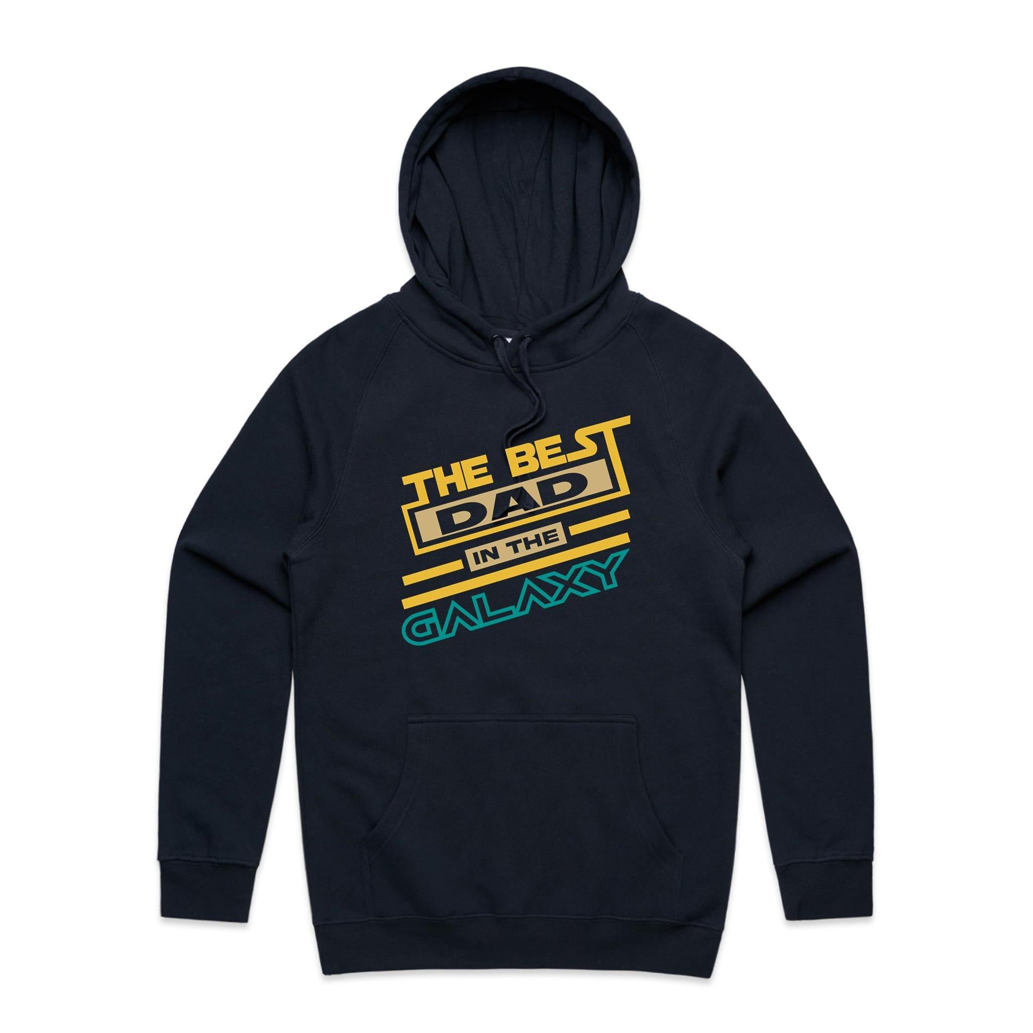 The Best Dad In The Galaxy - Mens Hoodie Navy Mens Hoodie Dad Printed In Australia