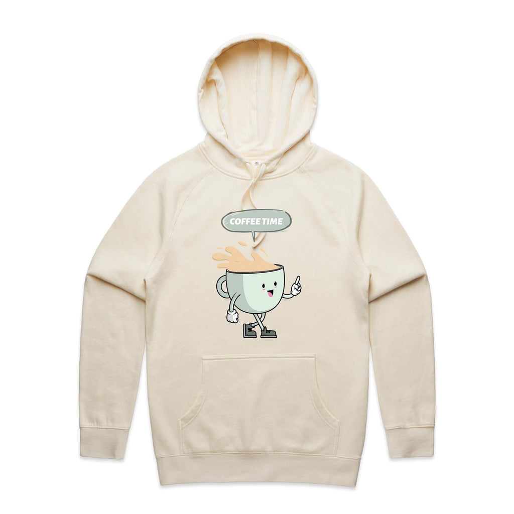 Coffee Time - Mens Hoodie Ecru Mens Hoodie Coffee Printed In Australia