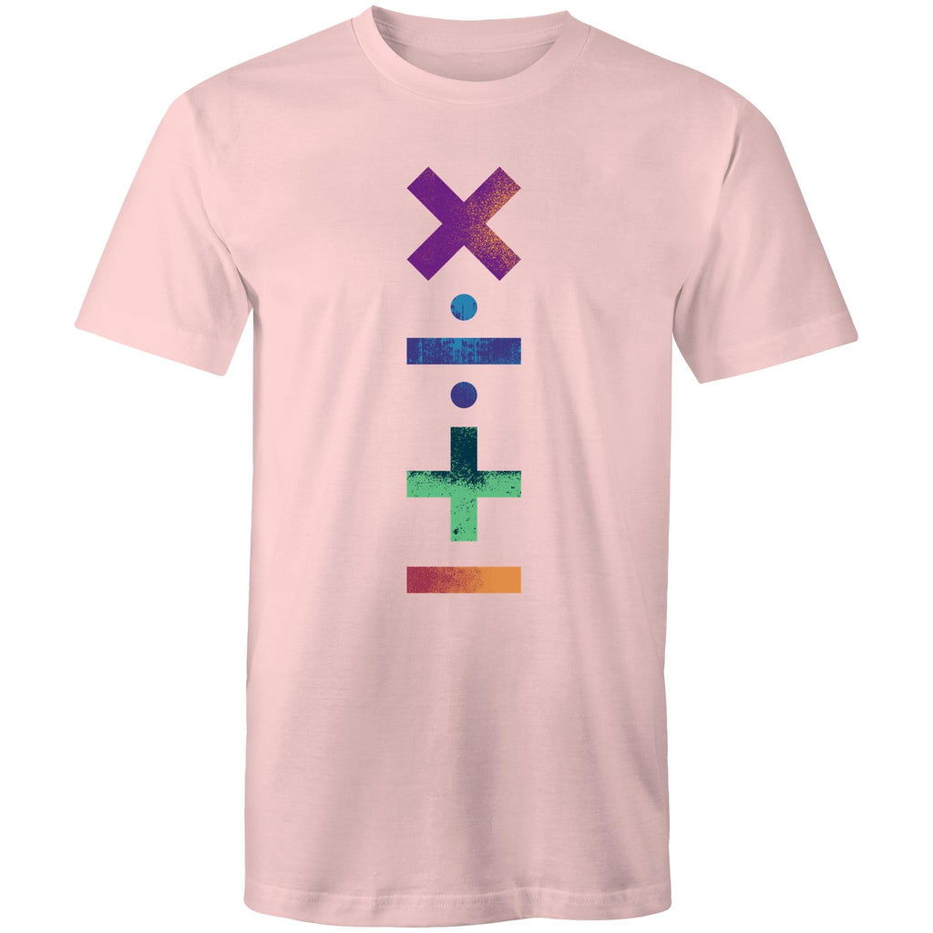 Math Symbols - Mens T-Shirt Pink Mens T-shirt Maths Printed In Australia