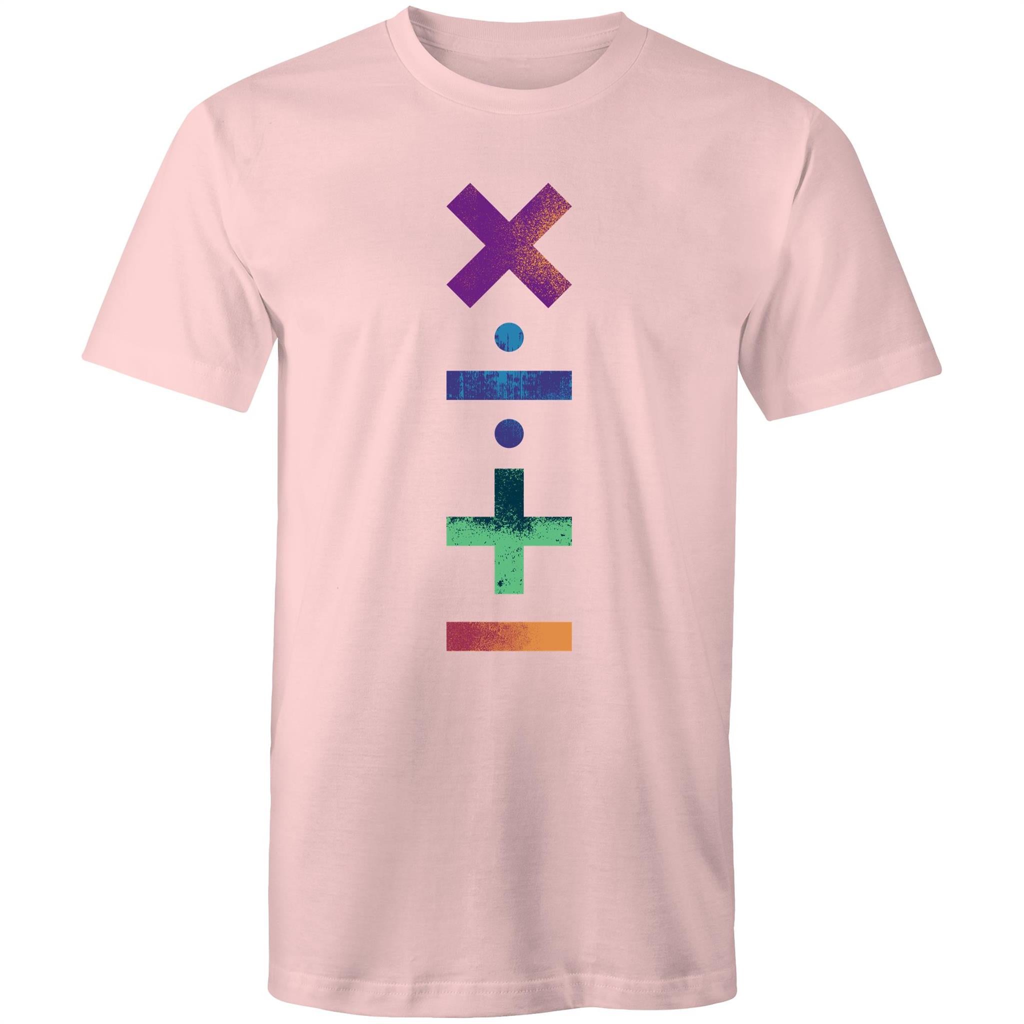 Math Symbols - Mens T-Shirt Pink Mens T-shirt Maths Printed In Australia