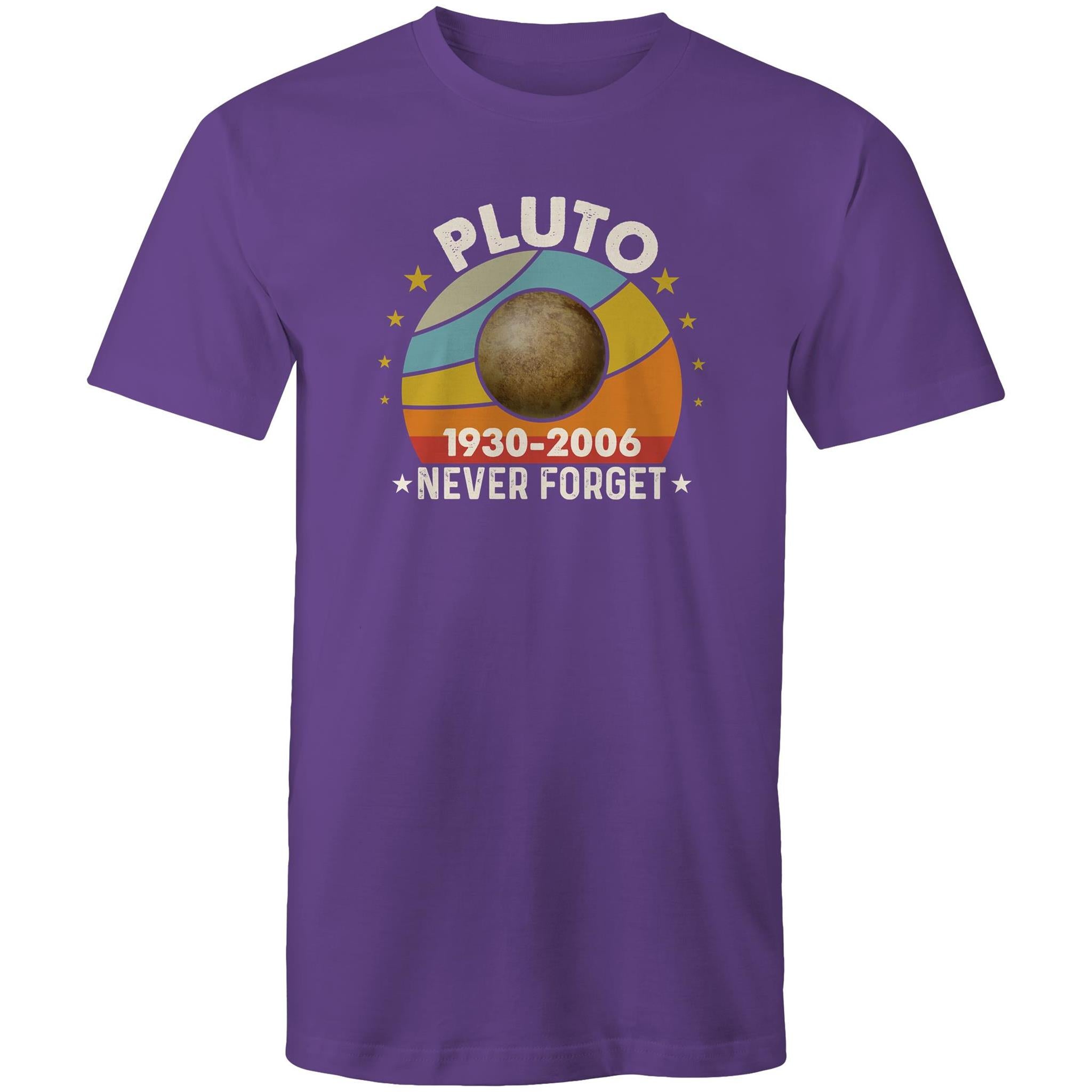 Never Forget Pluto - Mens T-Shirt Purple Mens T-shirt Printed In Australia Space