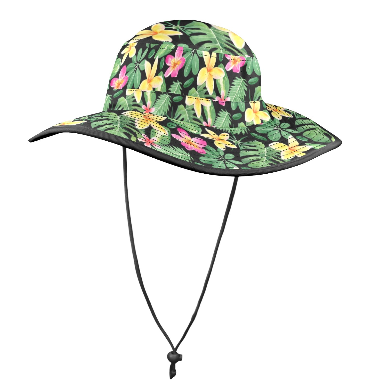 Frangipani - Wide Brim Bucket Hat Wide Brim Bucket Hat Plants Printed Offshore