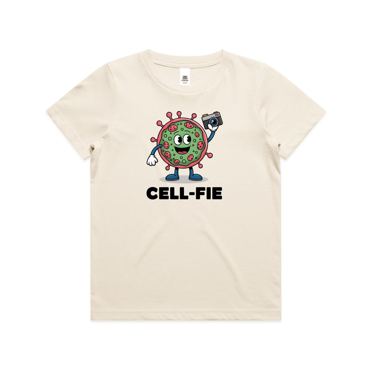 Cell-fie Cell Selfie Kids AS Colour T-shirt Ecru Kids Youth T-shirt Printed In Australia Science